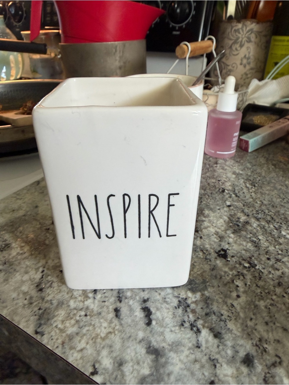 White Ceramic 'INSPIRE' Vase/Utensil Holder